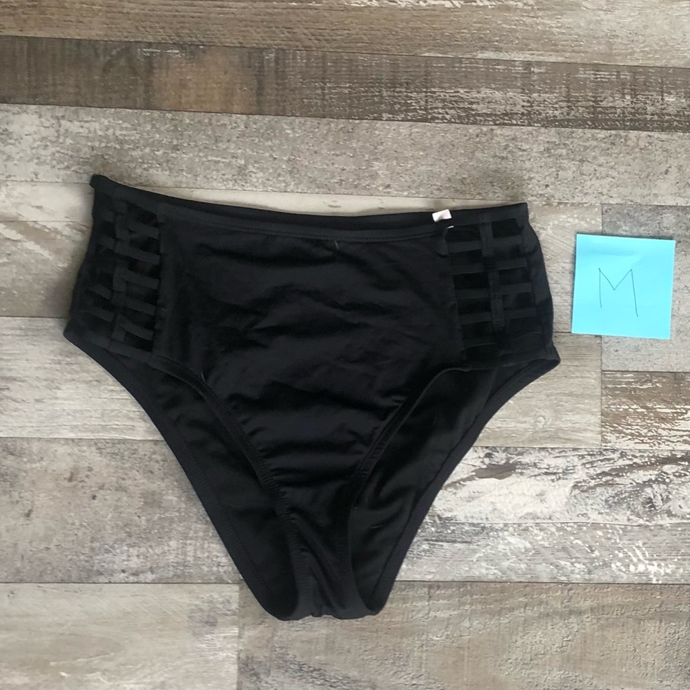 Black high waisted cut out bikini bottom
